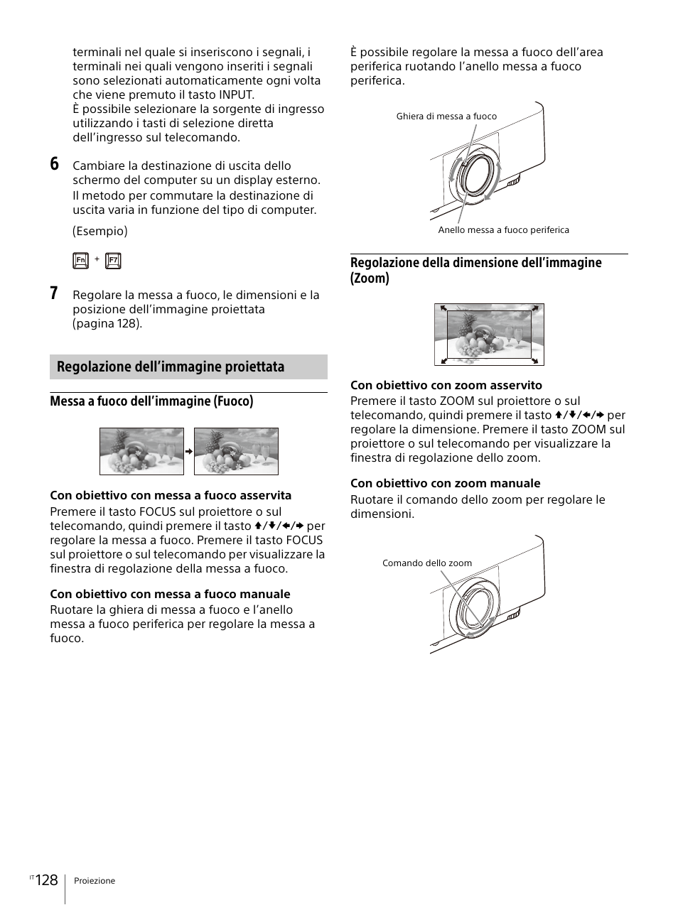 Regolazione dell’immagine proiettata | Sony E 30mm f/3.5 Macro Lens User Manual | Page 128 / 135