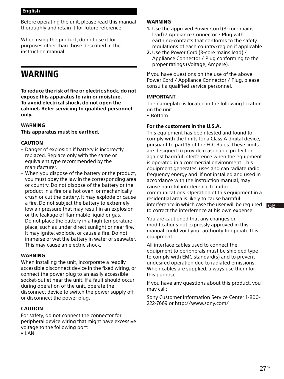 Warning | Sony E 30mm f/3.5 Macro Lens User Manual | Page 27 / 135