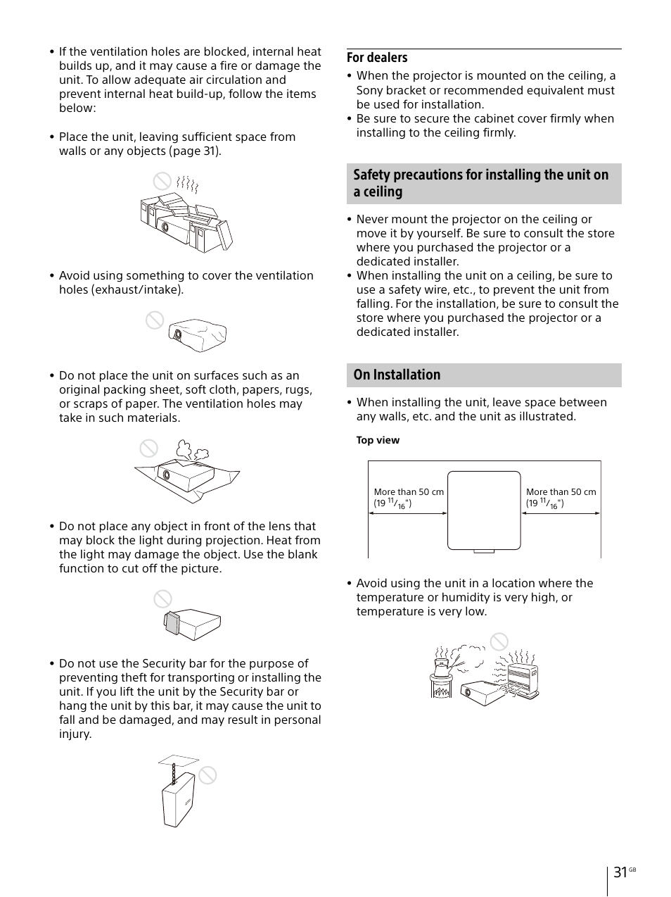 On installation, For dealers | Sony E 30mm f/3.5 Macro Lens User Manual | Page 31 / 135