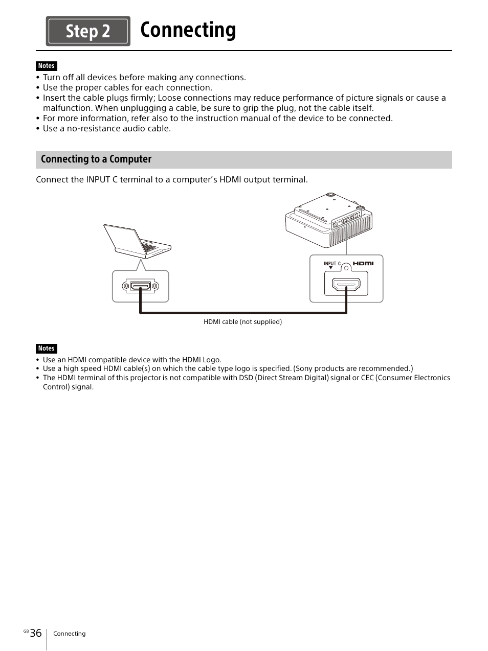 Connecting, Connecting to a computer, Step 2 | Sony E 30mm f/3.5 Macro Lens User Manual | Page 36 / 135