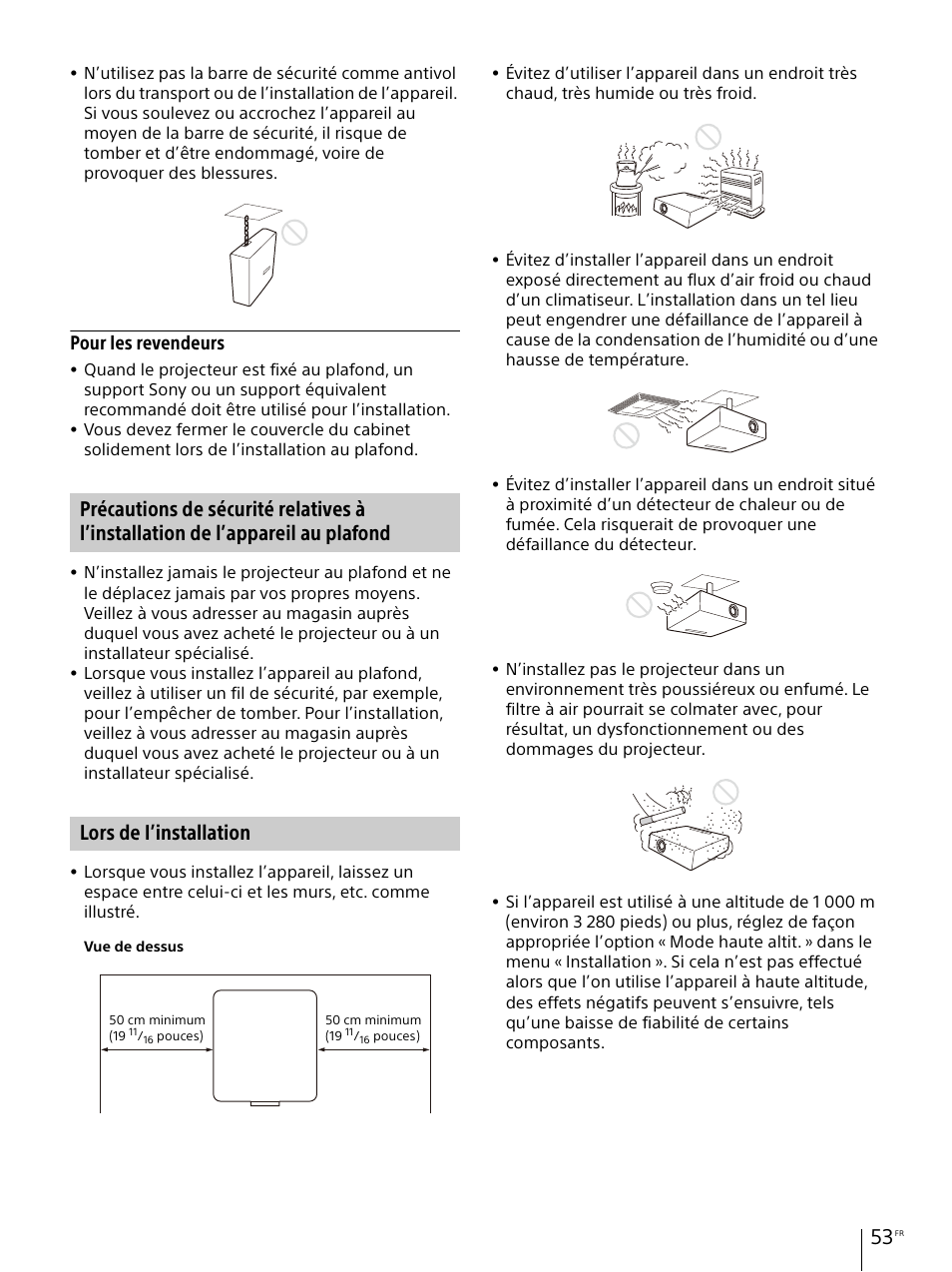 Lors de i’installation, Pour les revendeurs | Sony E 30mm f/3.5 Macro Lens User Manual | Page 53 / 135