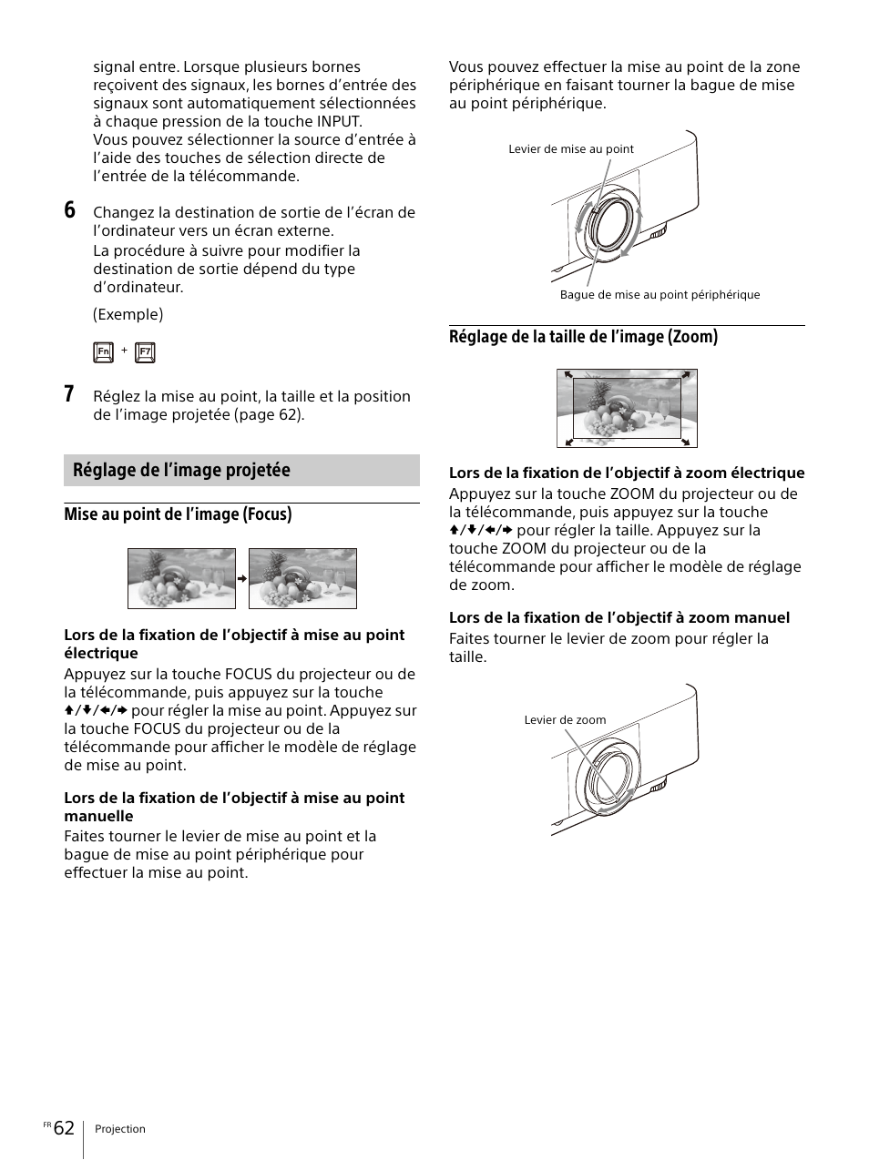 Réglage de l’image projetée | Sony E 30mm f/3.5 Macro Lens User Manual | Page 62 / 135