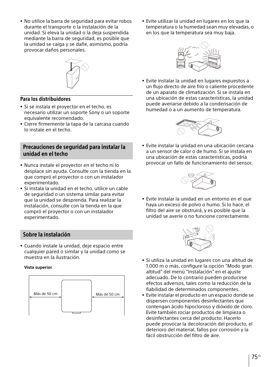 Sobre la instalación, Para los distribuidores | Sony E 30mm f/3.5 Macro Lens User Manual | Page 75 / 135