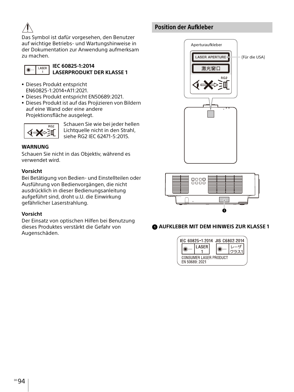 Position der aufkleber | Sony E 30mm f/3.5 Macro Lens User Manual | Page 94 / 135