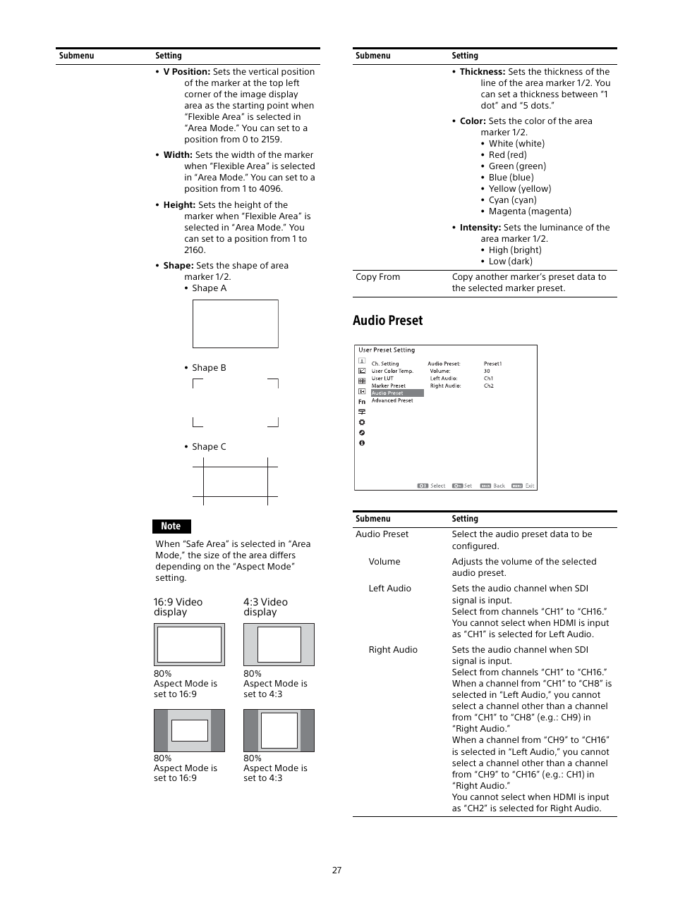 Audio preset | Sony Planar T* FE 50mm f/1.4 ZA Lens User Manual | Page 27 / 55