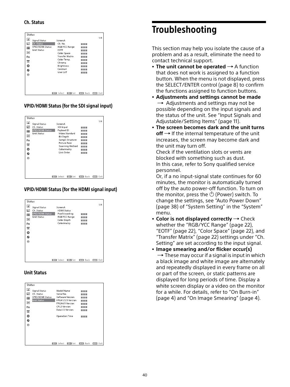 Troubleshooting | Sony Planar T* FE 50mm f/1.4 ZA Lens User Manual | Page 40 / 55