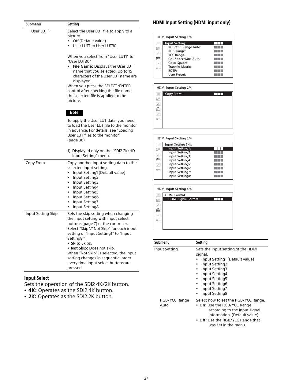 4k: operates as the sdi2 4k button | Sony Sonnar T* FE 55mm f/1.8 ZA Lens User Manual | Page 27 / 51