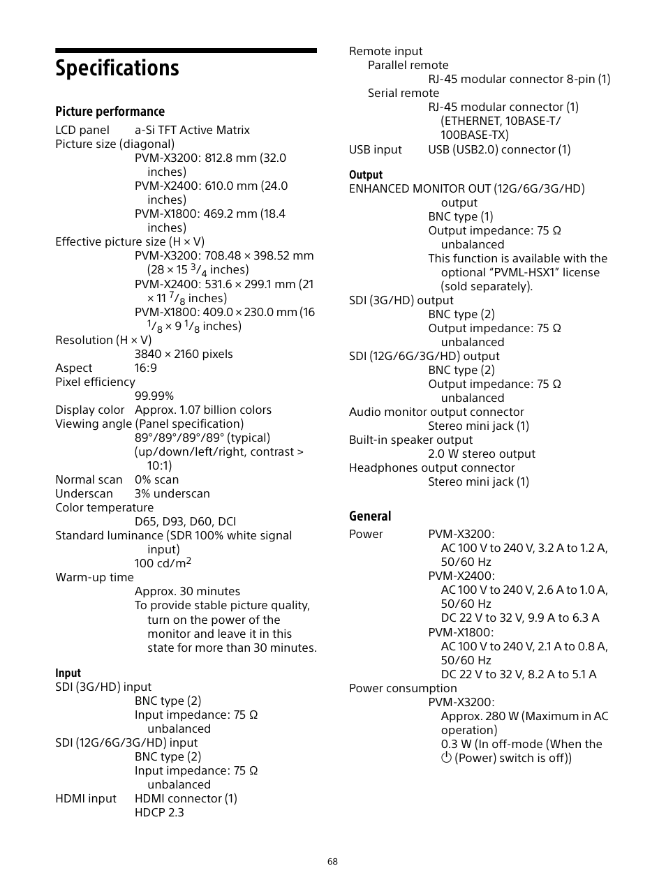 Specifications | Sony E 16mm f/2.8 Lens User Manual | Page 68 / 86