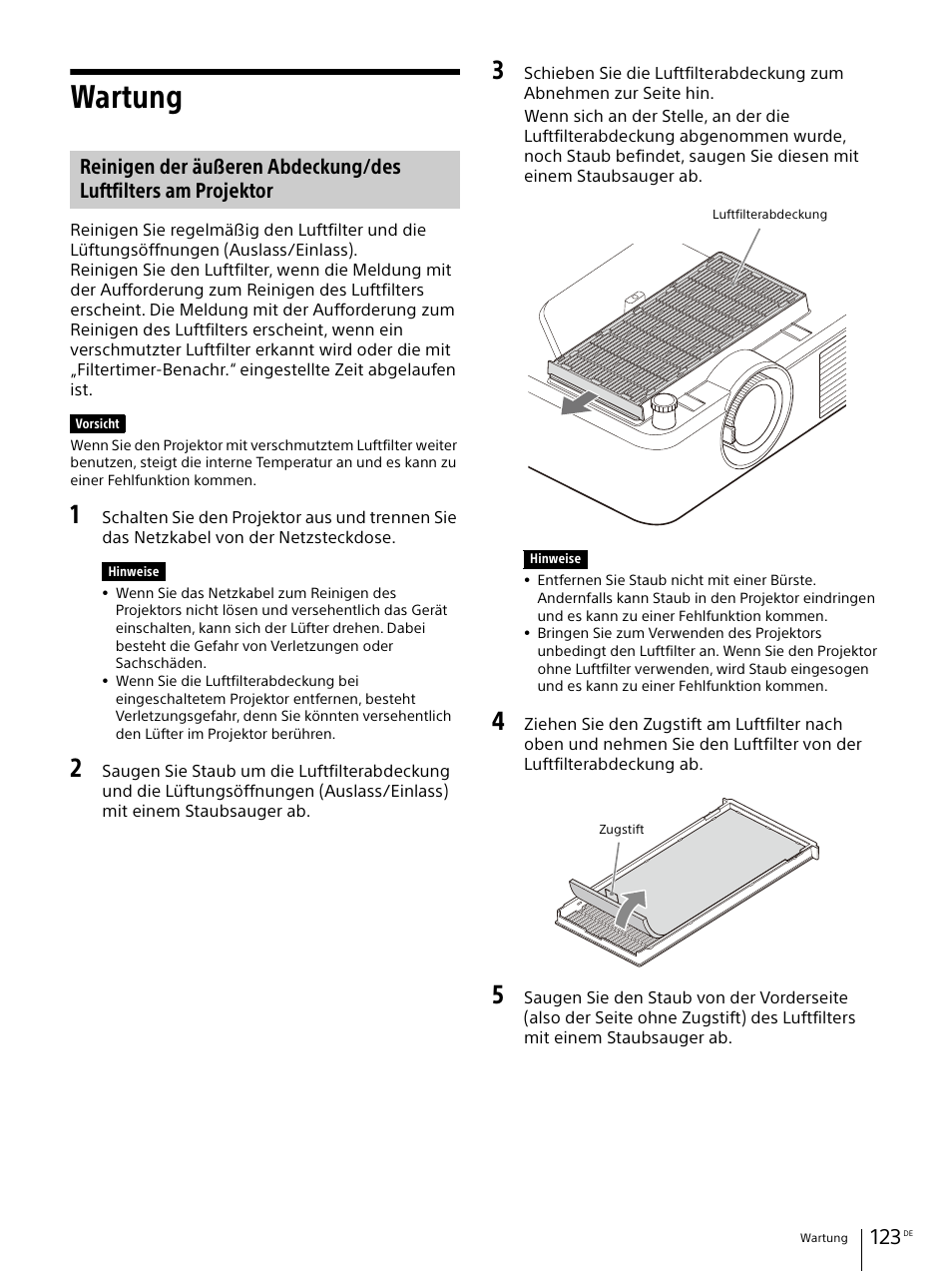 Wartung, Seite 123 | Sony Vario-Tessar T* E 16-70mm f/4 ZA OSS Lens User Manual | Page 123 / 155