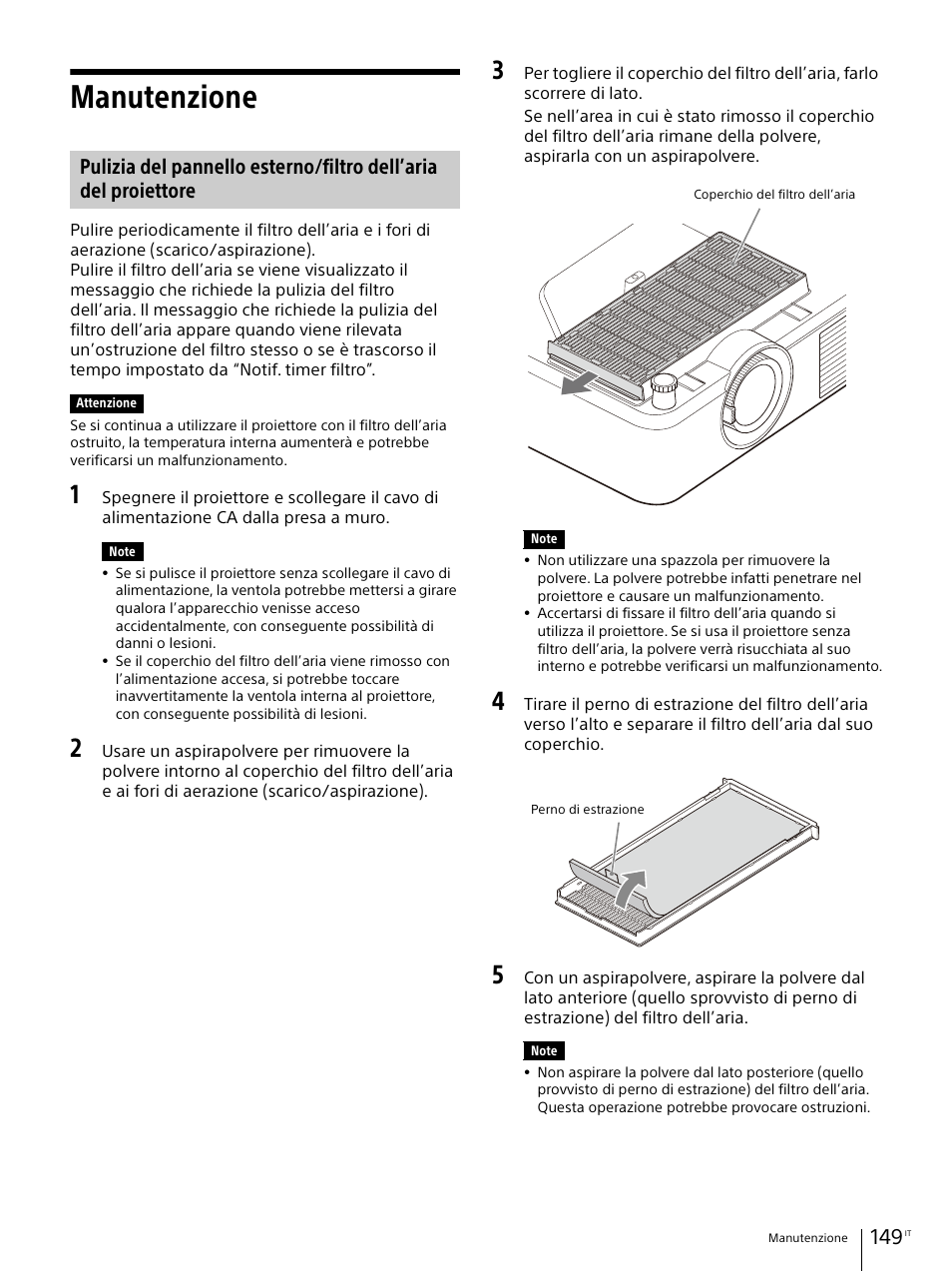 Manutenzione | Sony Vario-Tessar T* E 16-70mm f/4 ZA OSS Lens User Manual | Page 149 / 155