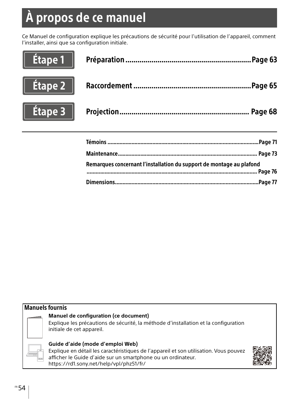 Français, À propos de ce manuel, Étape 1 étape 2 étape 3 | Sony Vario-Tessar T* E 16-70mm f/4 ZA OSS Lens User Manual | Page 54 / 155