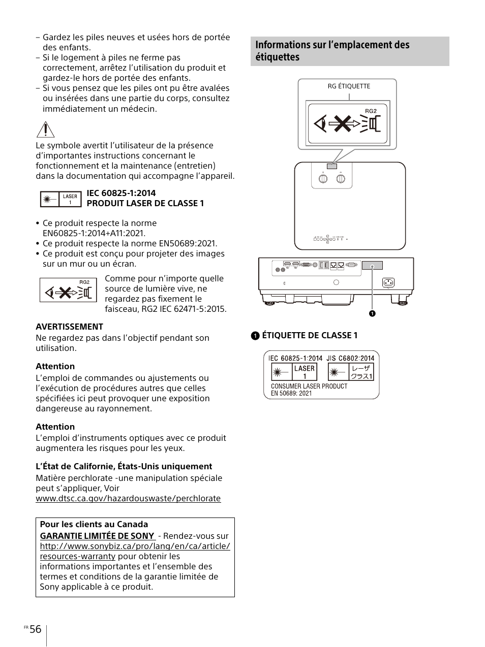 Informations sur l’emplacement des étiquettes | Sony Vario-Tessar T* E 16-70mm f/4 ZA OSS Lens User Manual | Page 56 / 155