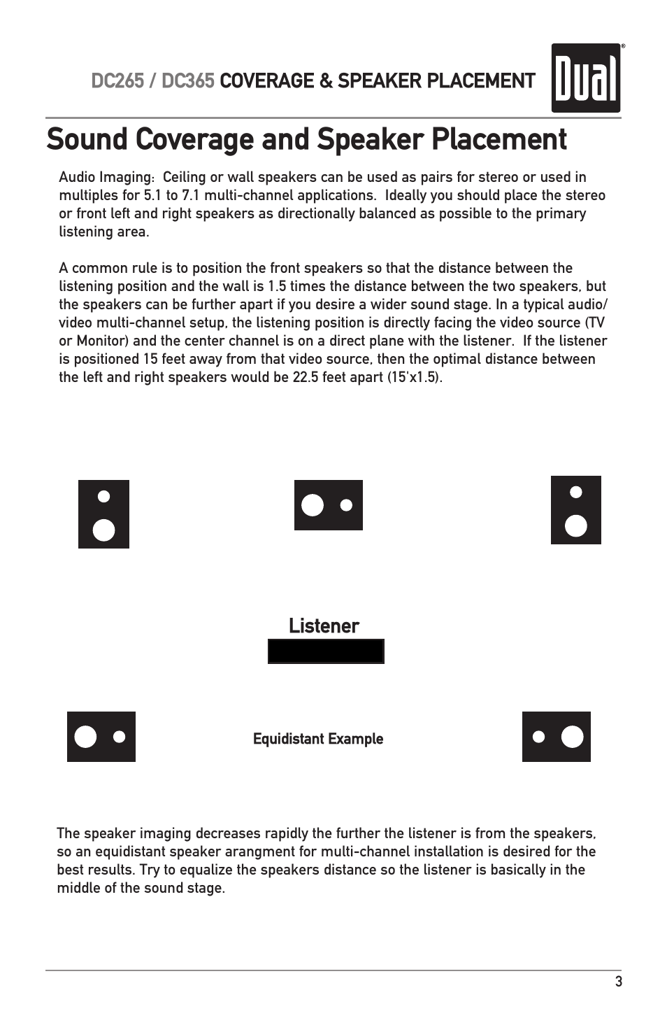 Sound coverage and speaker placement | Dual DC365 User Manual | Page 3 / 12