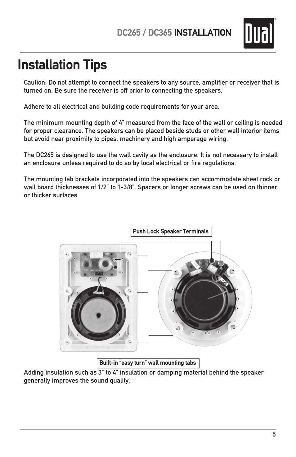 Installation tips | Dual DC365 User Manual | Page 5 / 12