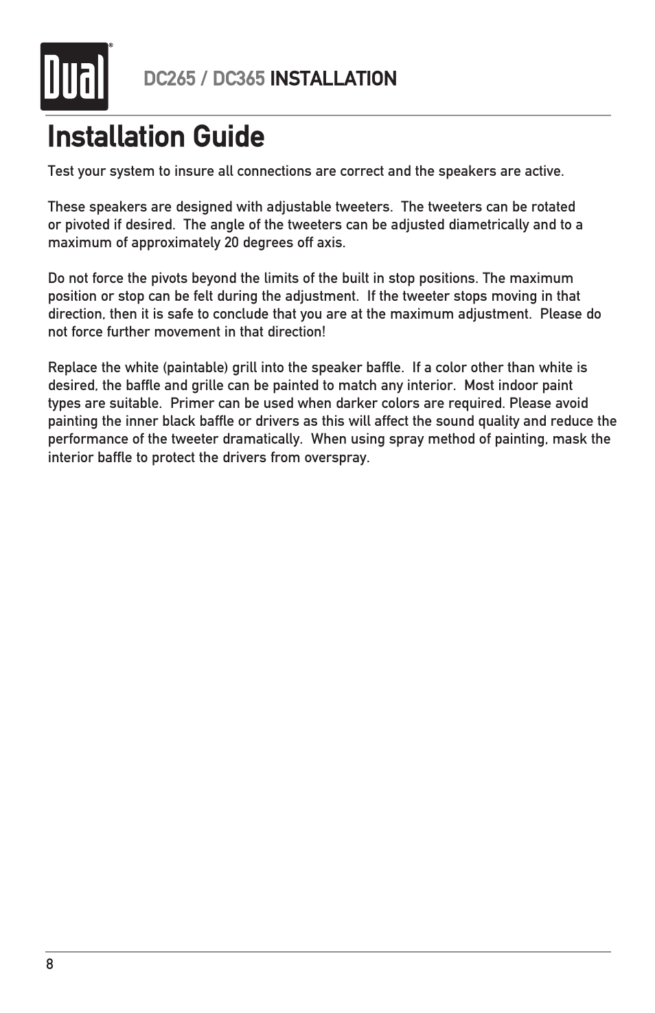 Installation guide | Dual DC365 User Manual | Page 8 / 12