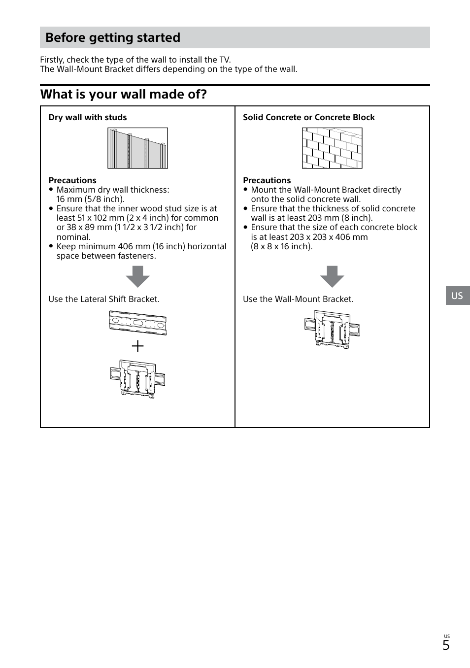 Before getting started, What is your wall made of | Sony F-780 Handheld Cardioid Dynamic Microphone User Manual | Page 5 / 6