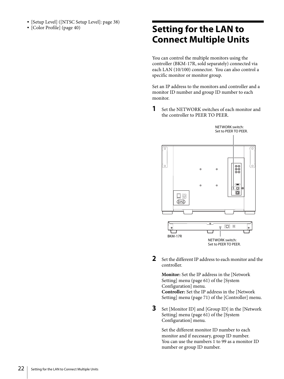 Setting for the lan to connect multiple units | Sony ECM-X7BMP Electret Condenser Lavalier Microphone for UWP Transmitters User Manual | Page 22 / 107