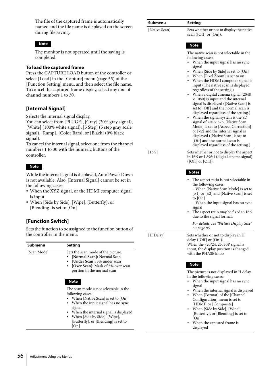 Internal signal, Function switch | Sony ECM-X7BMP Electret Condenser Lavalier Microphone for UWP Transmitters User Manual | Page 56 / 107
