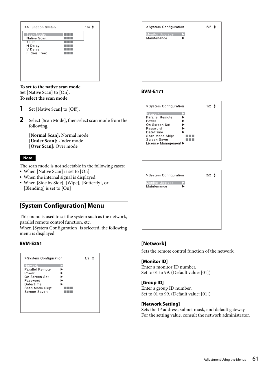 System configuration] menu | Sony ECM-X7BMP Electret Condenser Lavalier Microphone for UWP Transmitters User Manual | Page 61 / 107