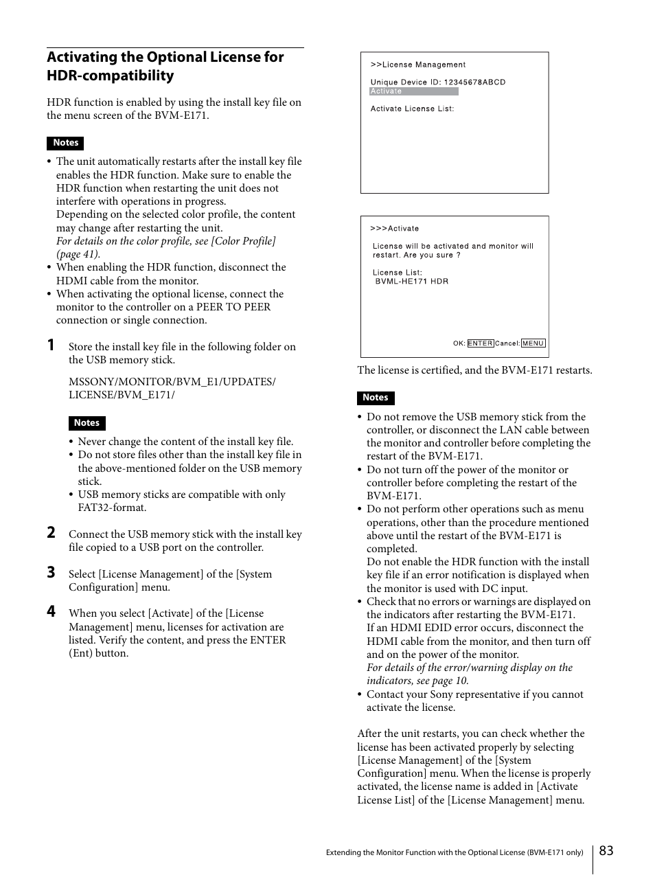 Activating the optional license for hdr, Compatibility | Sony ECM-X7BMP Electret Condenser Lavalier Microphone for UWP Transmitters User Manual | Page 83 / 107