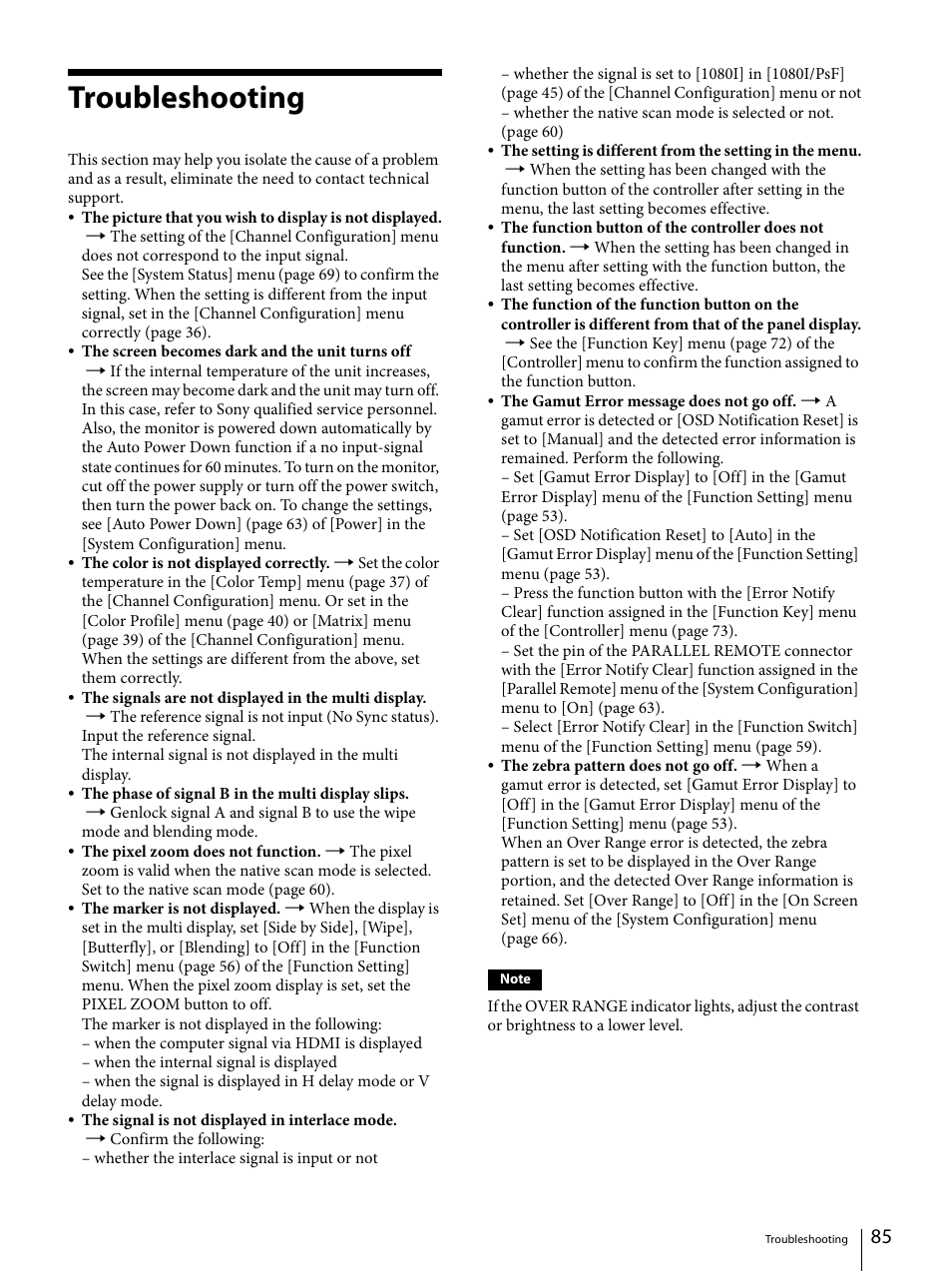 Troubleshooting | Sony ECM-X7BMP Electret Condenser Lavalier Microphone for UWP Transmitters User Manual | Page 85 / 107