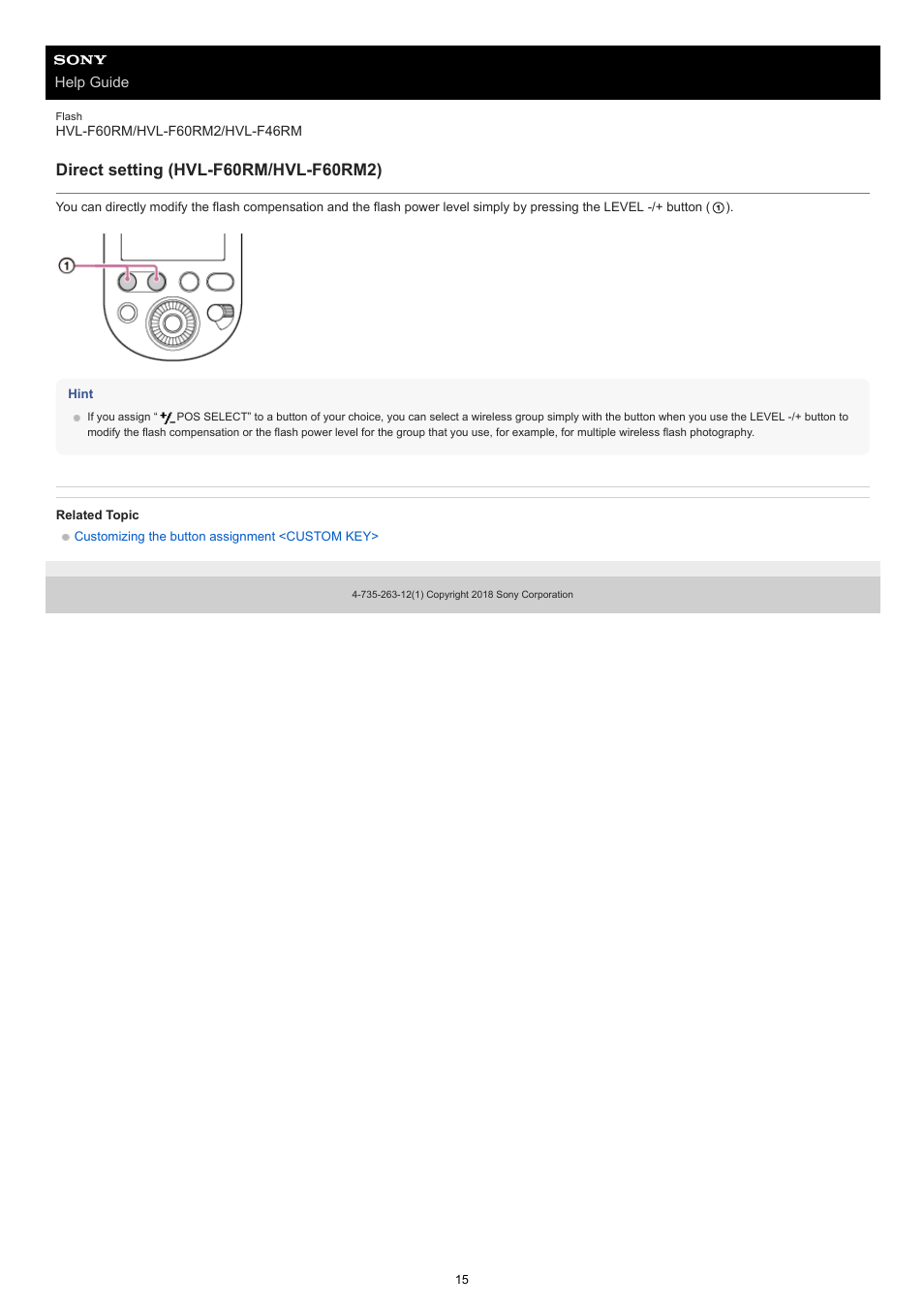 Direct setting (hvl-f60rm/hvl-f60rm2) | Sony ECM-M1 Compact Camera-Mount Digital Shotgun Microphone User Manual | Page 15 / 92