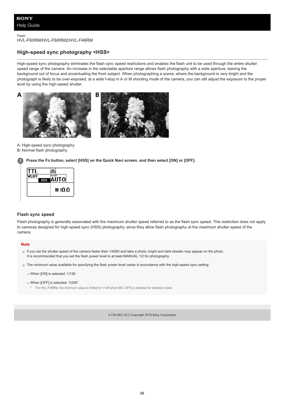 High-speed sync photography <hss | Sony ECM-M1 Compact Camera-Mount Digital Shotgun Microphone User Manual | Page 39 / 92