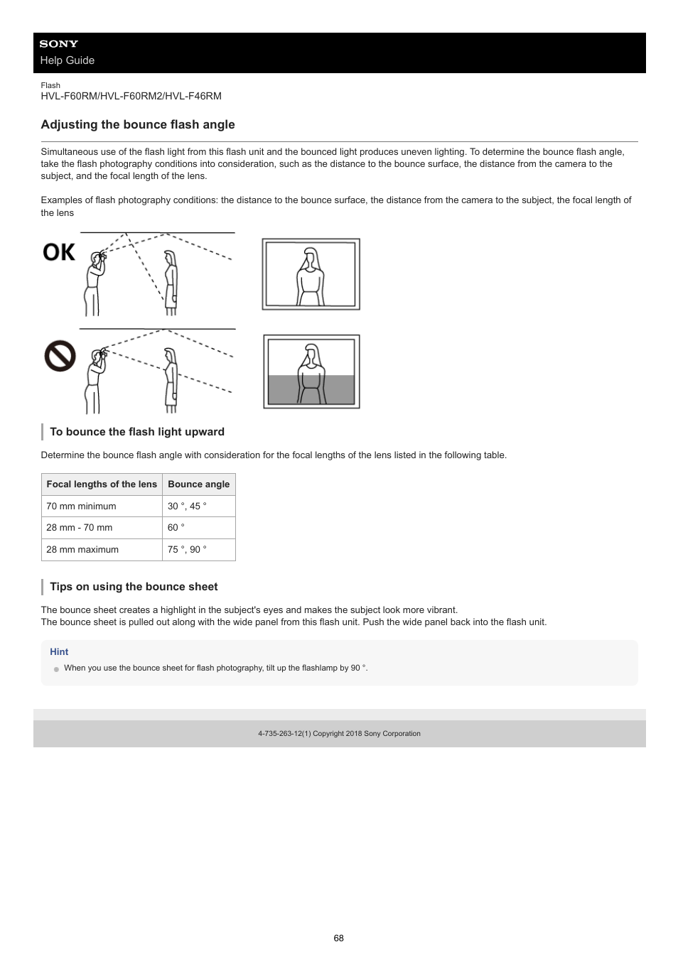 Adjusting the bounce flash angle | Sony ECM-M1 Compact Camera-Mount Digital Shotgun Microphone User Manual | Page 68 / 92