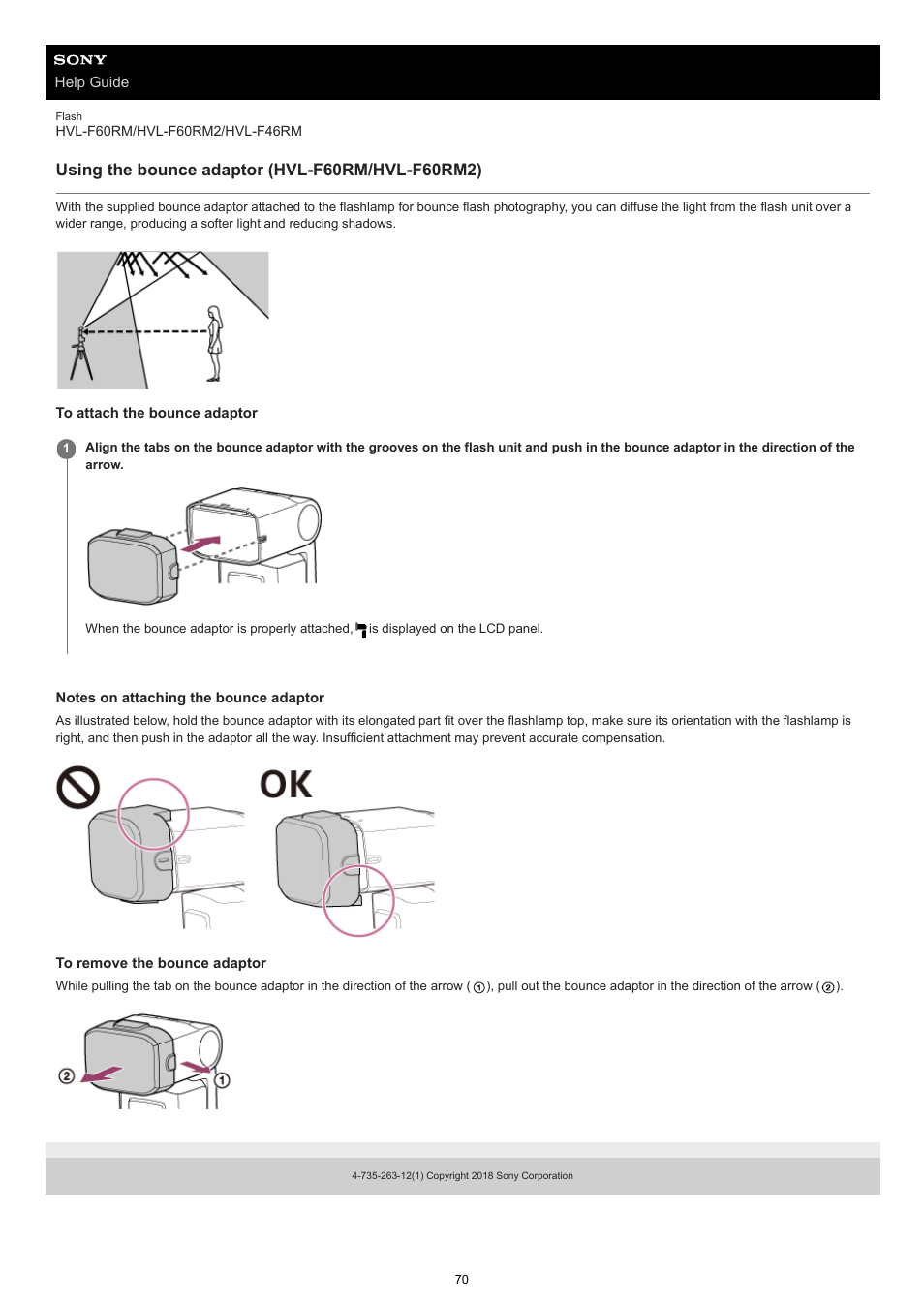 Using the bounce adaptor (hvl-f60rm/hvl-f60rm2) | Sony ECM-M1 Compact Camera-Mount Digital Shotgun Microphone User Manual | Page 70 / 92