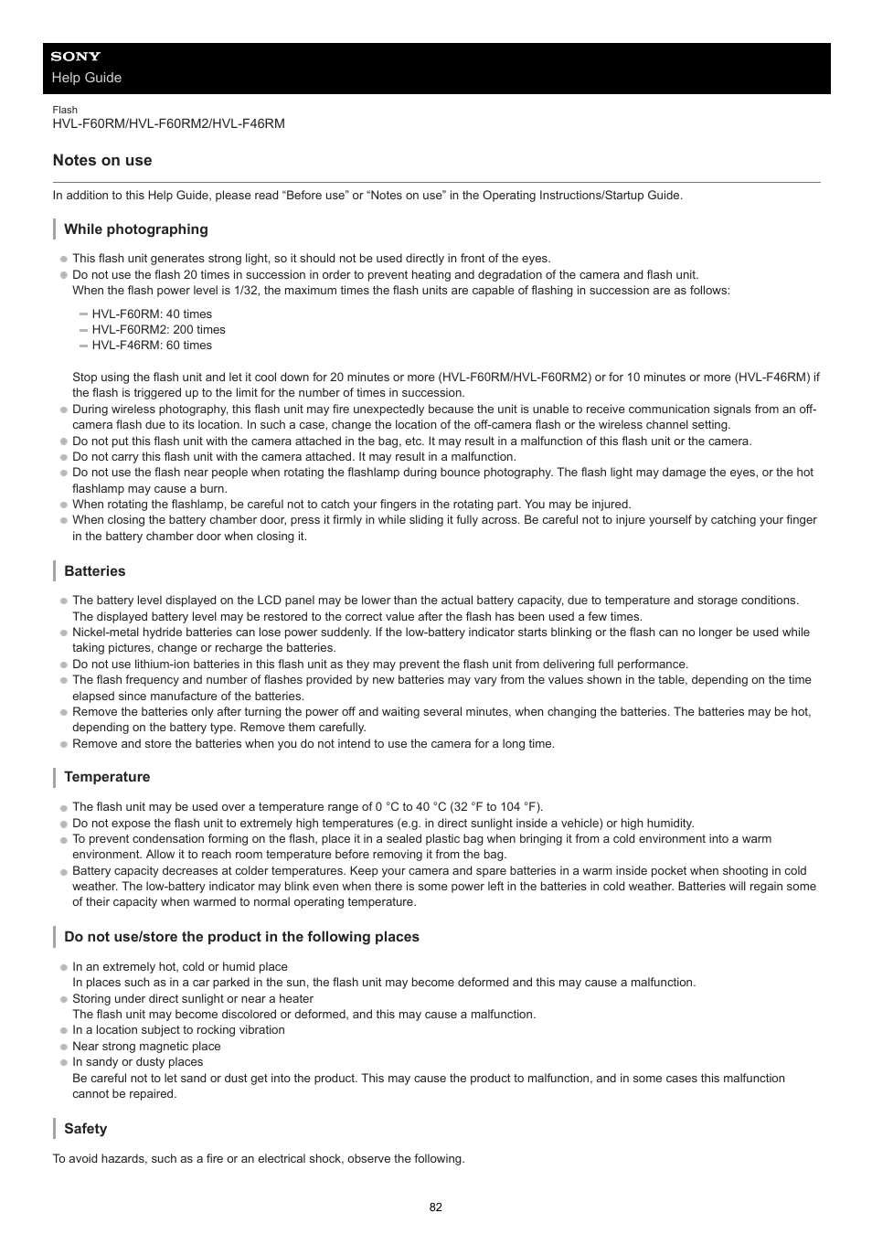 Notes on use | Sony ECM-M1 Compact Camera-Mount Digital Shotgun Microphone User Manual | Page 82 / 92