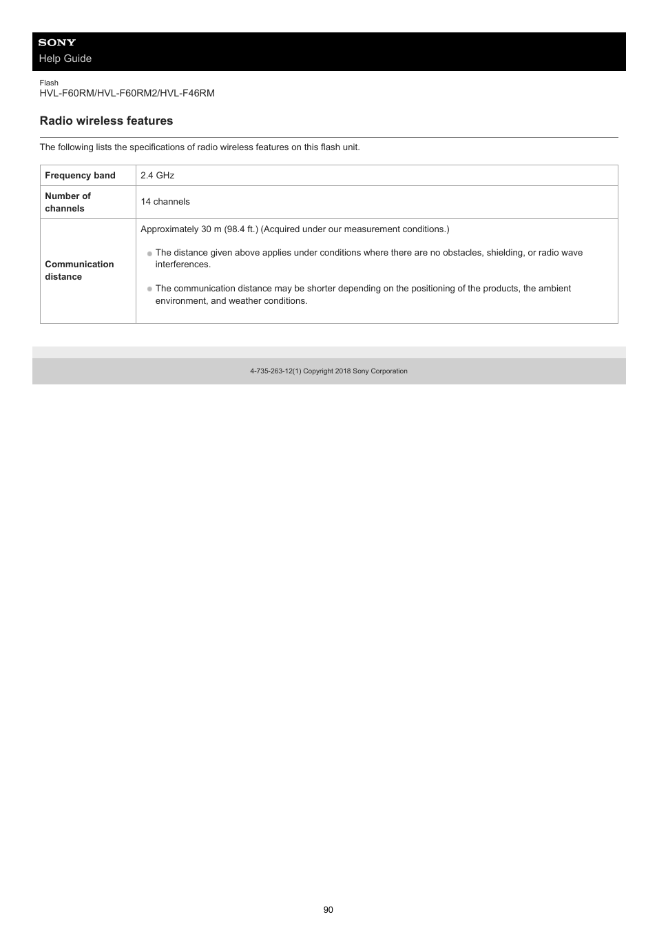 Radio wireless features | Sony ECM-M1 Compact Camera-Mount Digital Shotgun Microphone User Manual | Page 90 / 92