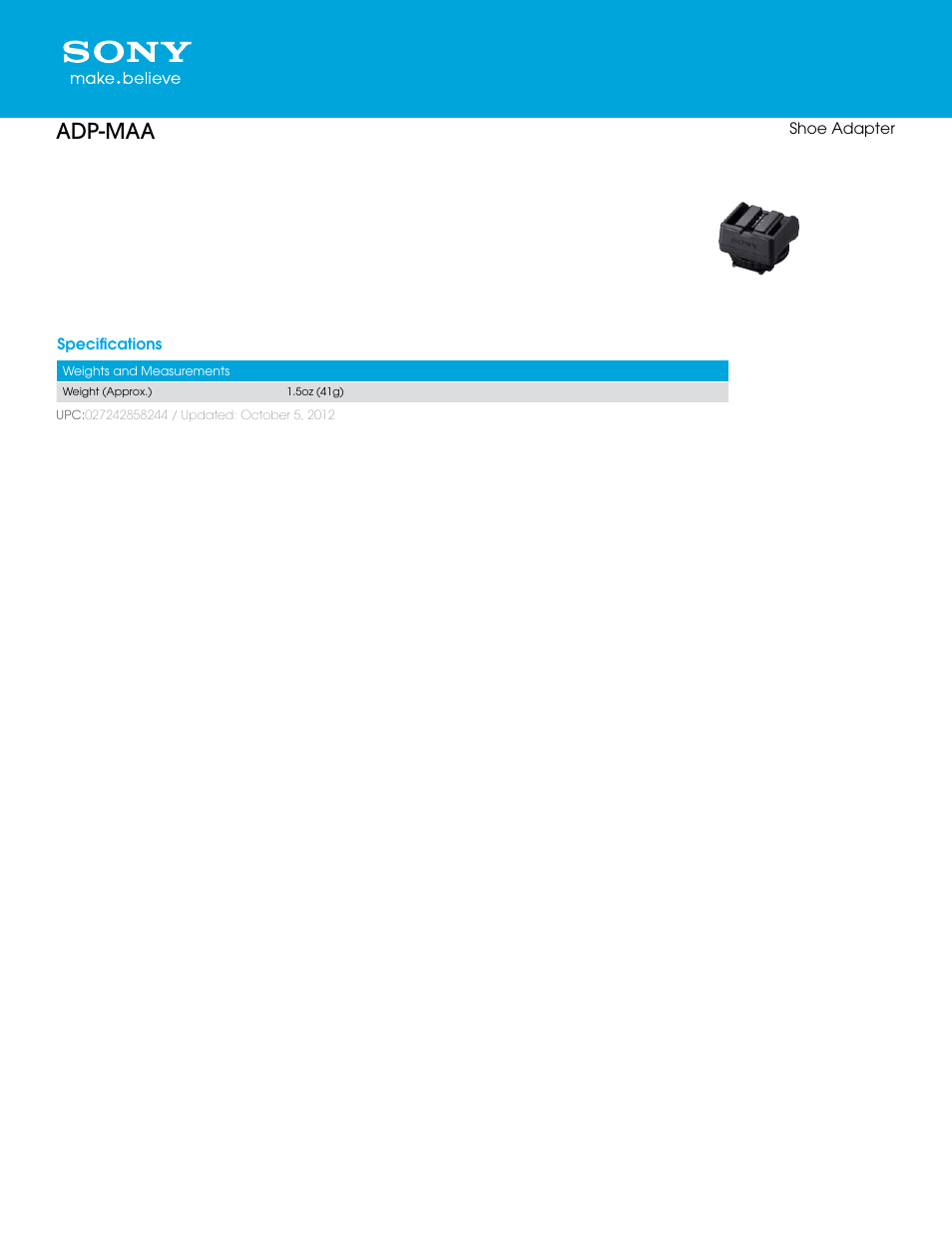 Sony VPLL-3007 Fixed Short Throw Lens (0.65:1) User Manual | 2 pages