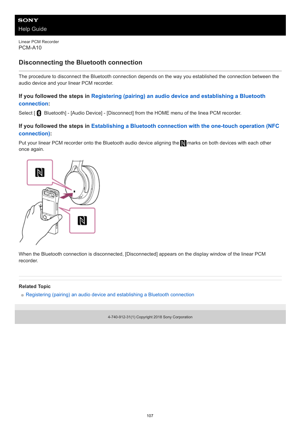 Disconnecting the bluetooth connection | Sony VPLL-3024 Fixed Short Throw Lens (2.34:1 to 3.19:1) User Manual | Page 107 / 259