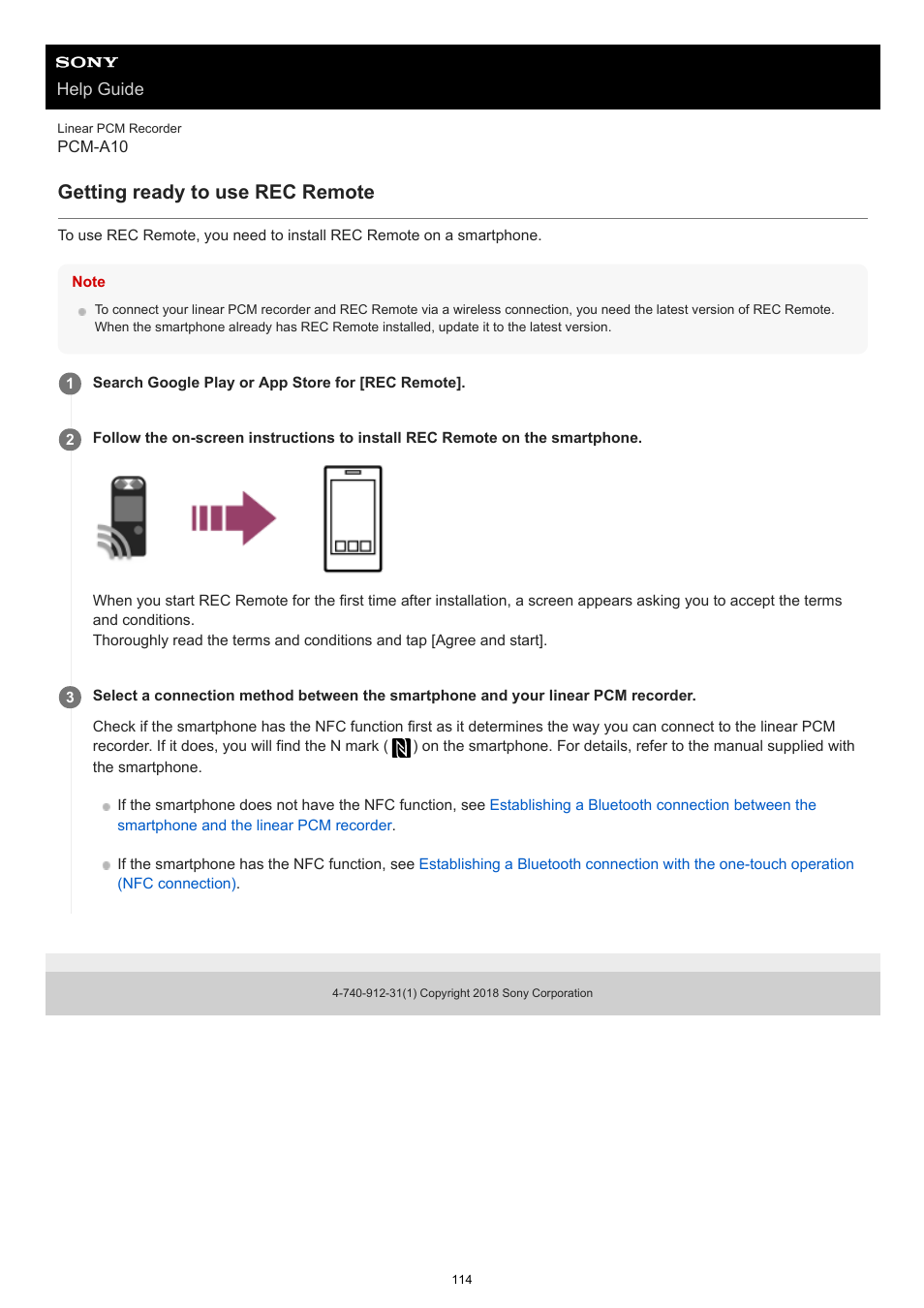 Getting ready to use rec remote | Sony VPLL-3024 Fixed Short Throw Lens (2.34:1 to 3.19:1) User Manual | Page 114 / 259