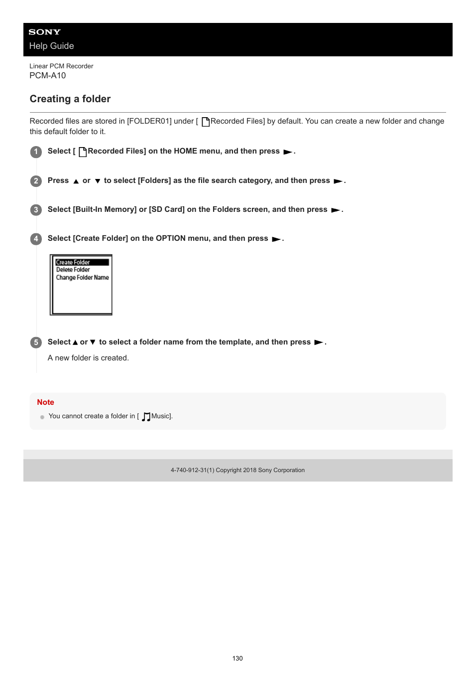 Creating a folder, For instructions | Sony VPLL-3024 Fixed Short Throw Lens (2.34:1 to 3.19:1) User Manual | Page 130 / 259