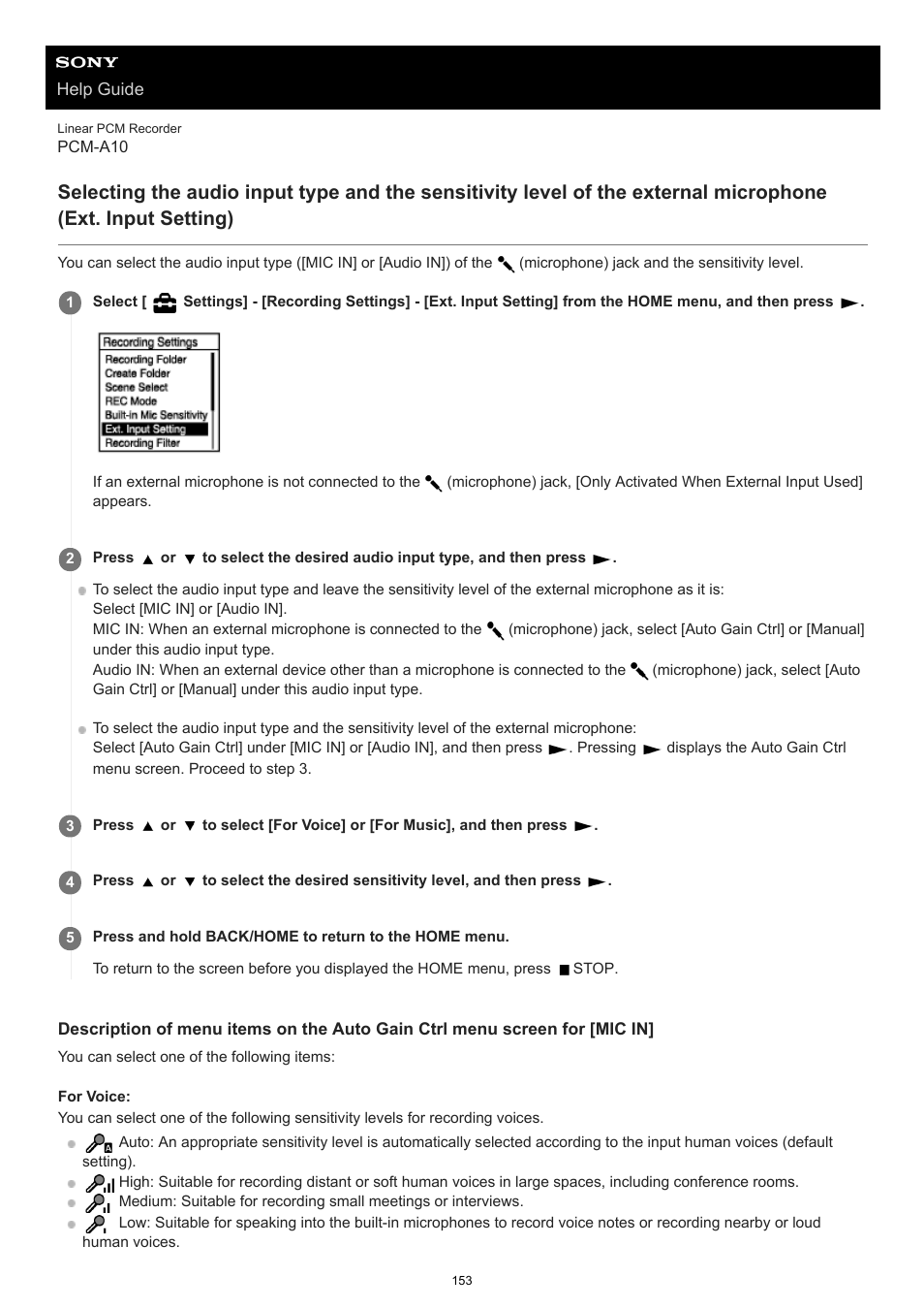 Changing the sensitivity level, see, Ext. input setting) | Sony VPLL-3024 Fixed Short Throw Lens (2.34:1 to 3.19:1) User Manual | Page 153 / 259