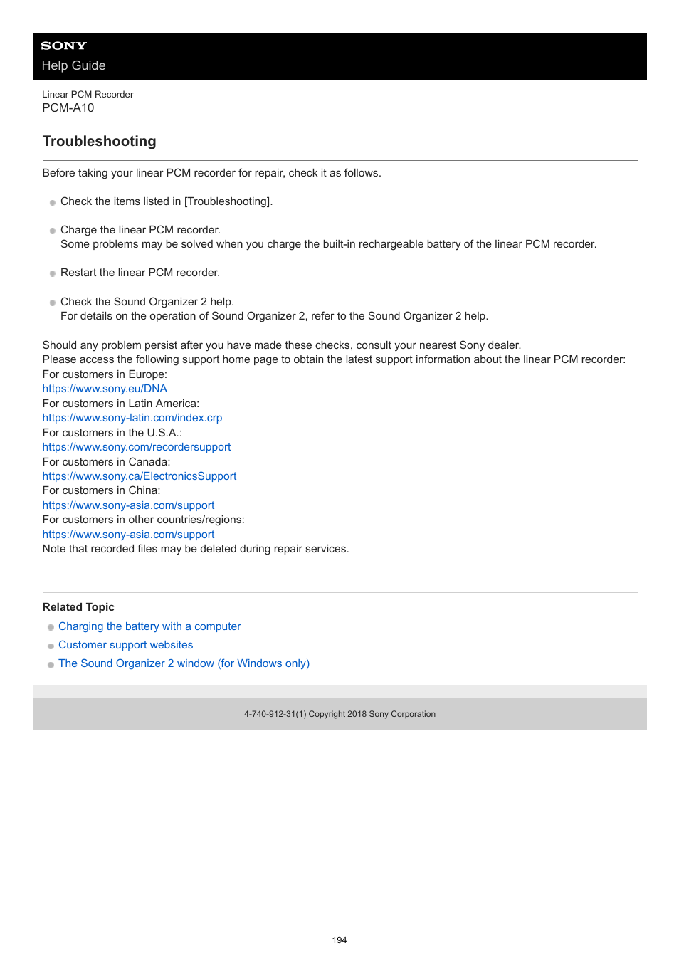 Troubleshooting | Sony VPLL-3024 Fixed Short Throw Lens (2.34:1 to 3.19:1) User Manual | Page 194 / 259