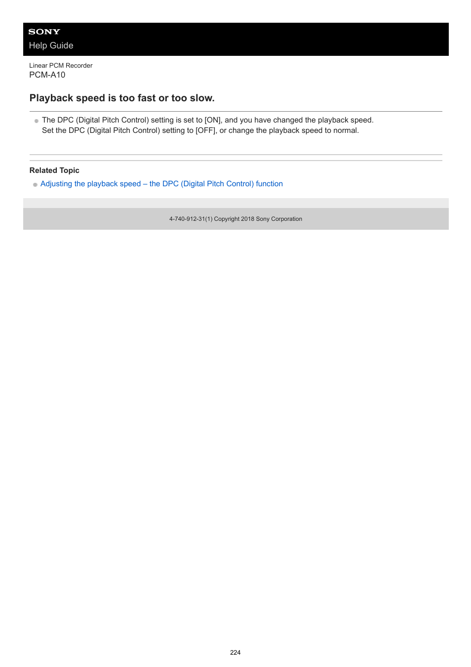 Playback speed is too fast or too slow | Sony VPLL-3024 Fixed Short Throw Lens (2.34:1 to 3.19:1) User Manual | Page 224 / 259