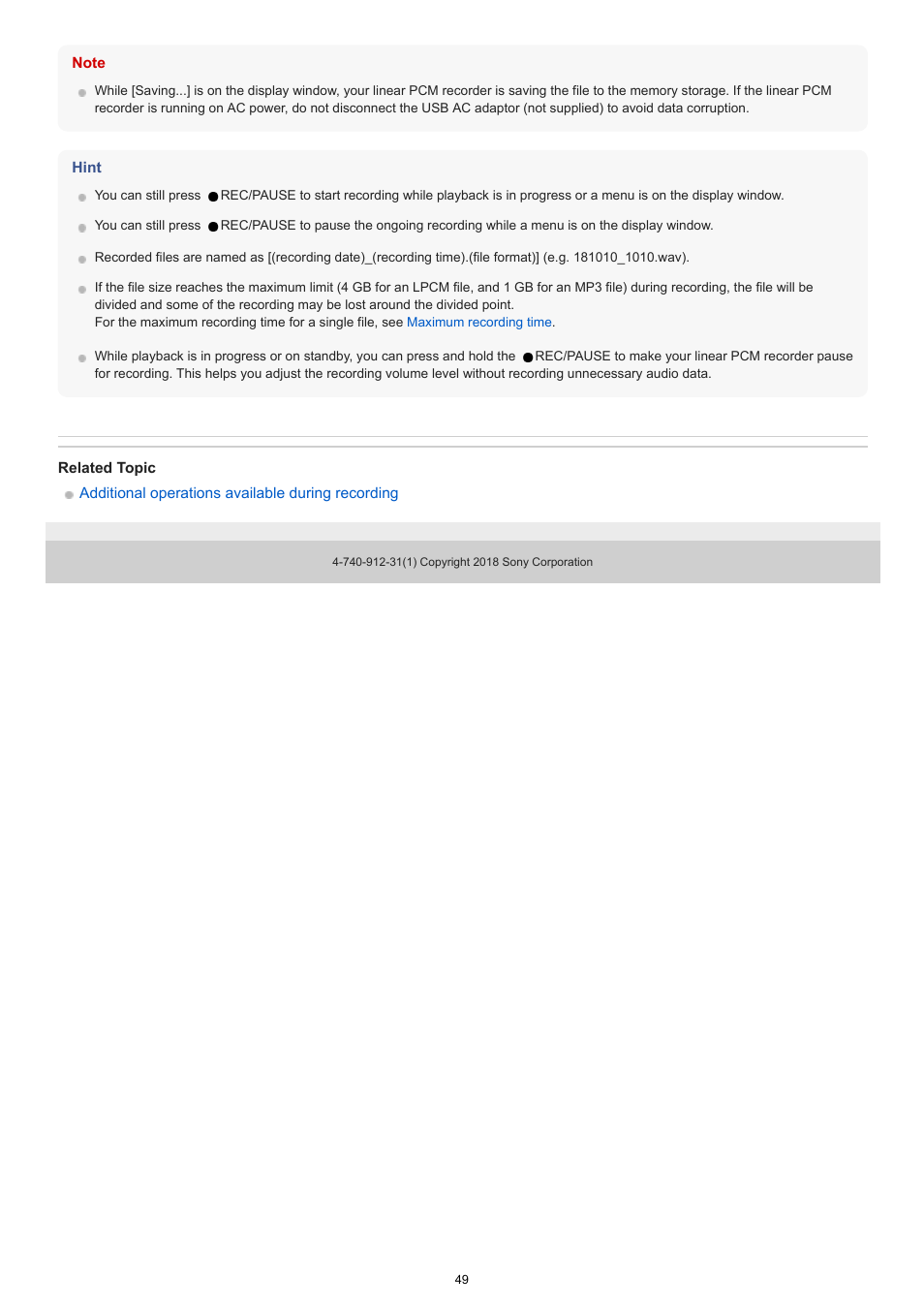 Sony VPLL-3024 Fixed Short Throw Lens (2.34:1 to 3.19:1) User Manual | Page 49 / 259