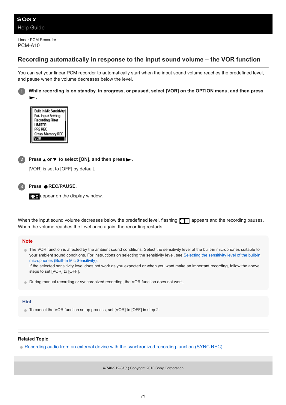 Sony VPLL-3024 Fixed Short Throw Lens (2.34:1 to 3.19:1) User Manual | Page 71 / 259