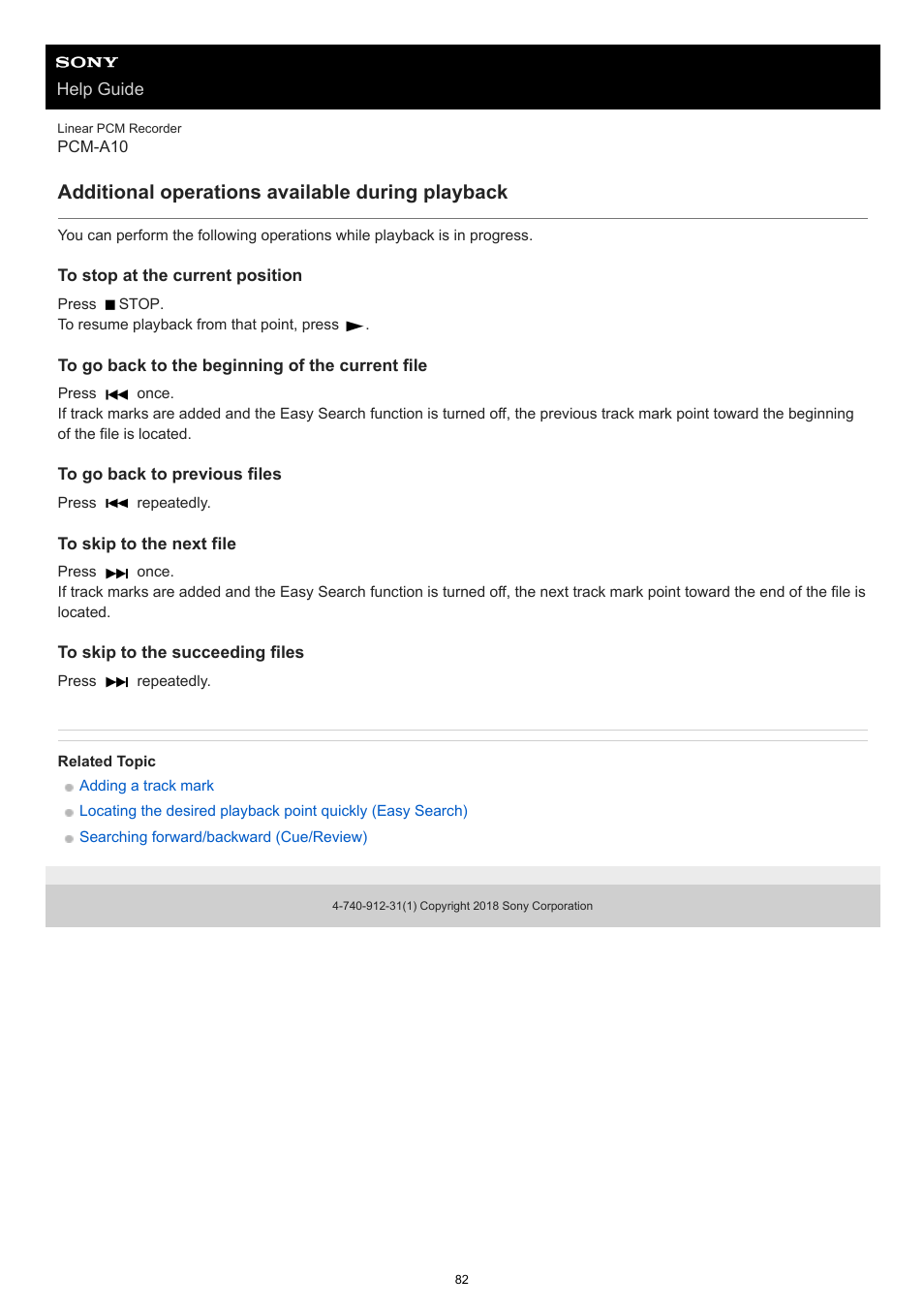 Additional operations available during playback | Sony VPLL-3024 Fixed Short Throw Lens (2.34:1 to 3.19:1) User Manual | Page 82 / 259