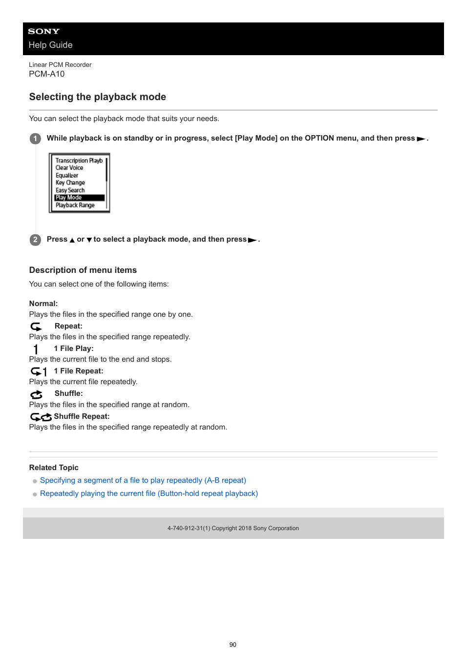 Selecting the playback mode | Sony VPLL-3024 Fixed Short Throw Lens (2.34:1 to 3.19:1) User Manual | Page 90 / 259