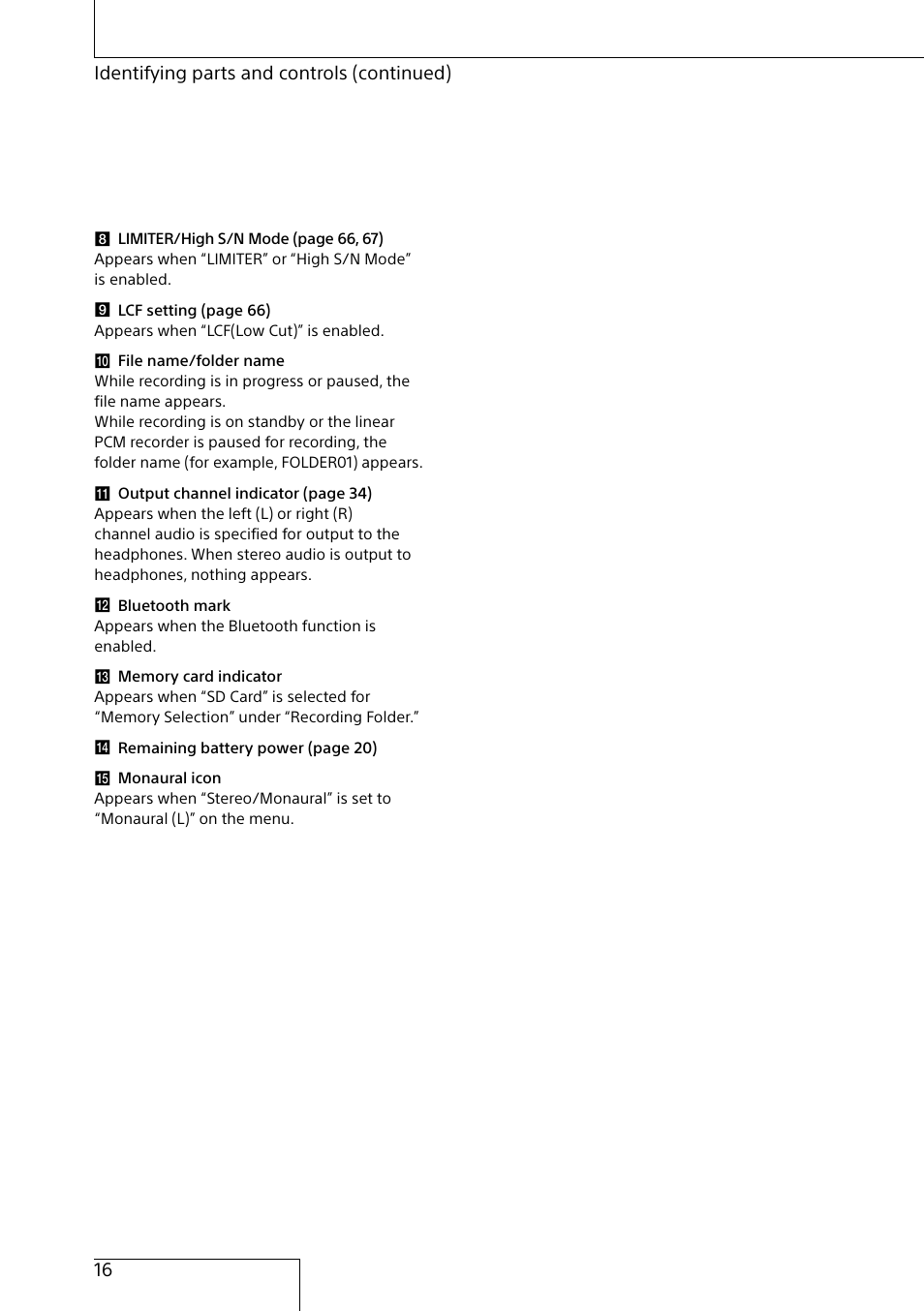 16 identifying parts and controls (continued) | Sony MAS-A100 IP-Based Ceiling Beamforming Microphone User Manual | Page 16 / 100