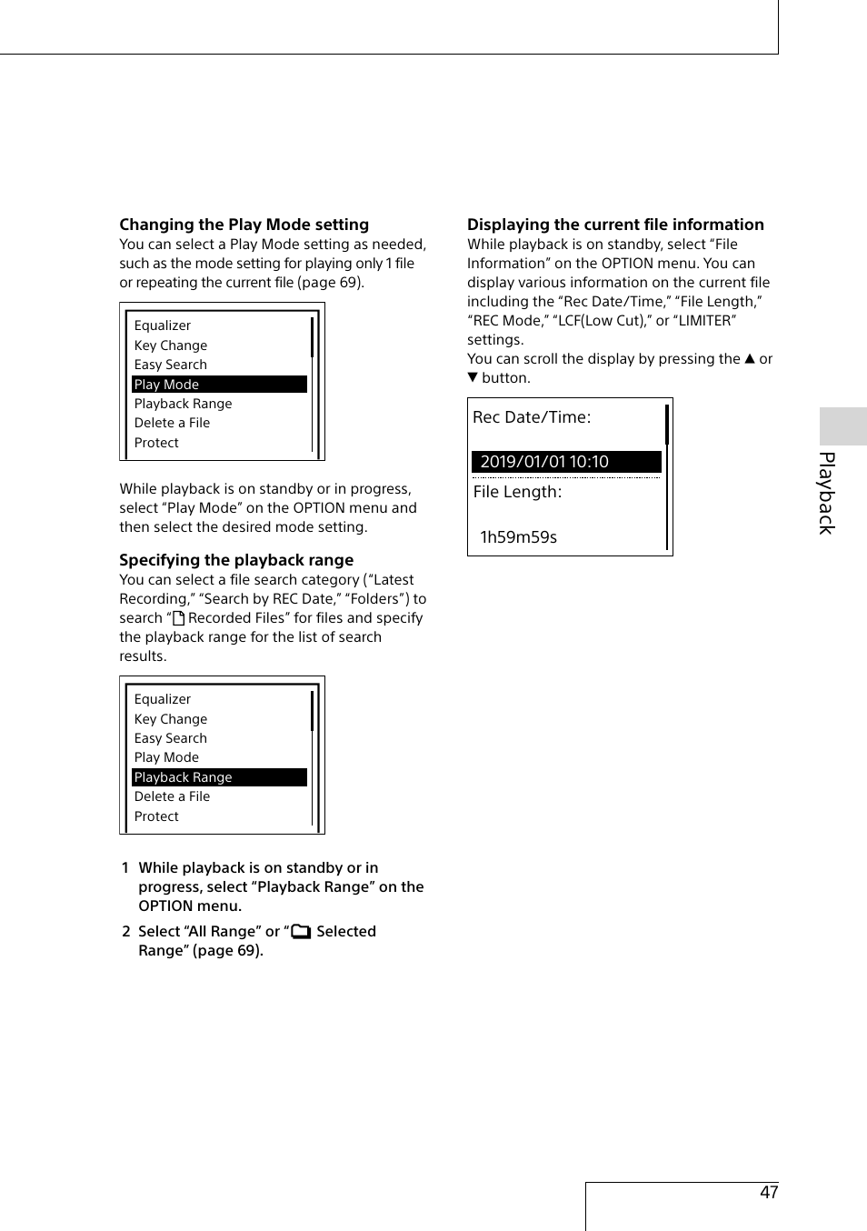 Playback | Sony MAS-A100 IP-Based Ceiling Beamforming Microphone User Manual | Page 47 / 100