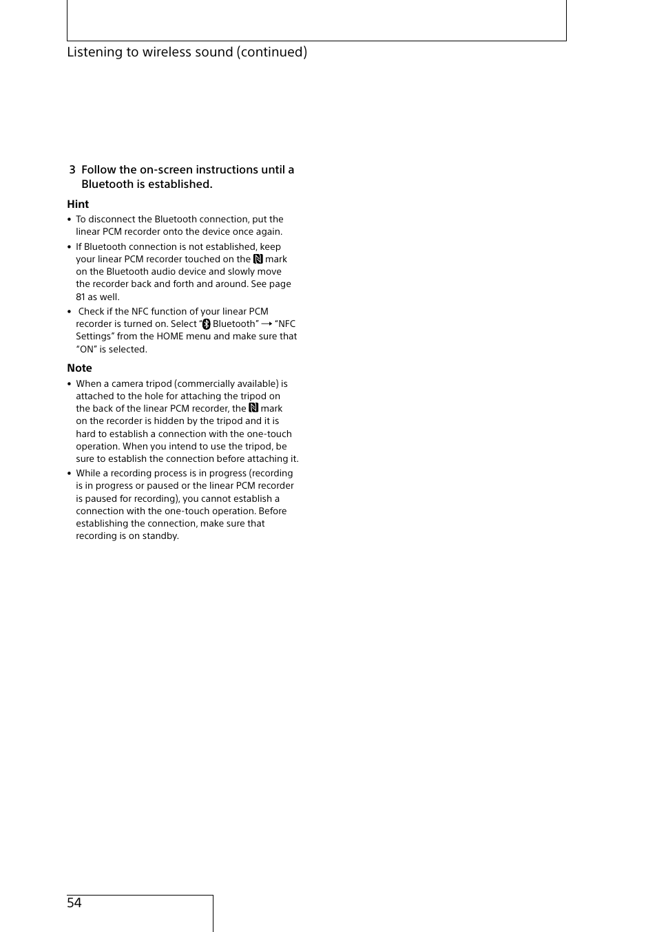 54 listening to wireless sound (continued) | Sony MAS-A100 IP-Based Ceiling Beamforming Microphone User Manual | Page 54 / 100