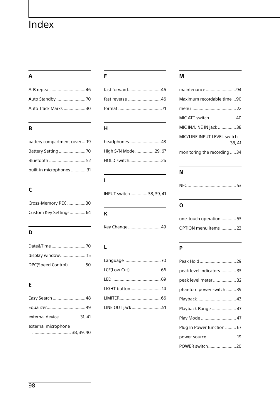 Index, Additional information | Sony MAS-A100 IP-Based Ceiling Beamforming Microphone User Manual | Page 98 / 100