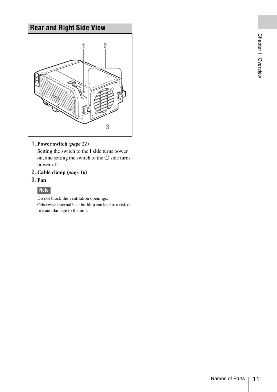 Rear and right side view | Sony VCT-SGR1 Shooting Grip User Manual | Page 11 / 61