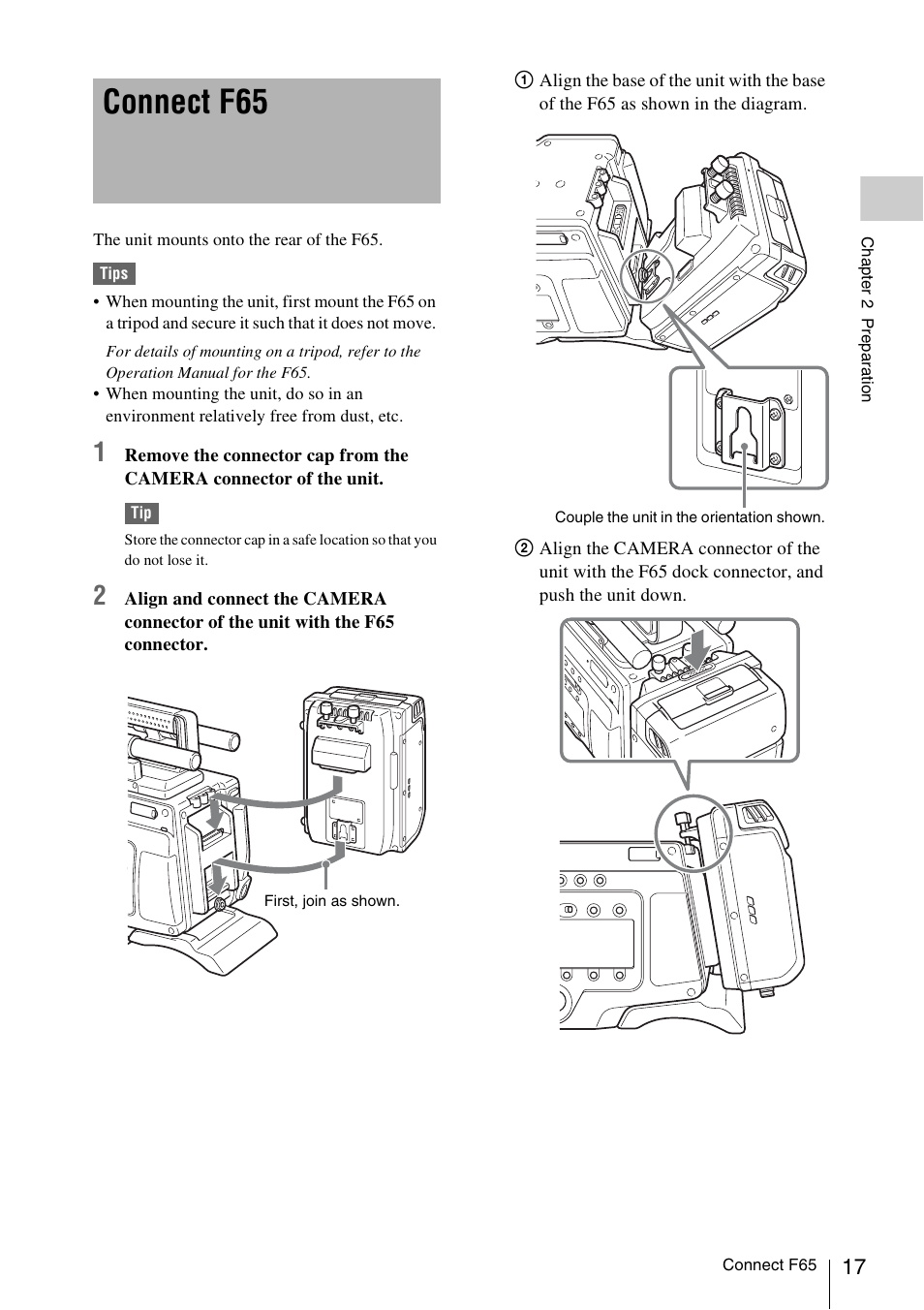 Connect f65 | Sony VCT-SGR1 Shooting Grip User Manual | Page 17 / 61