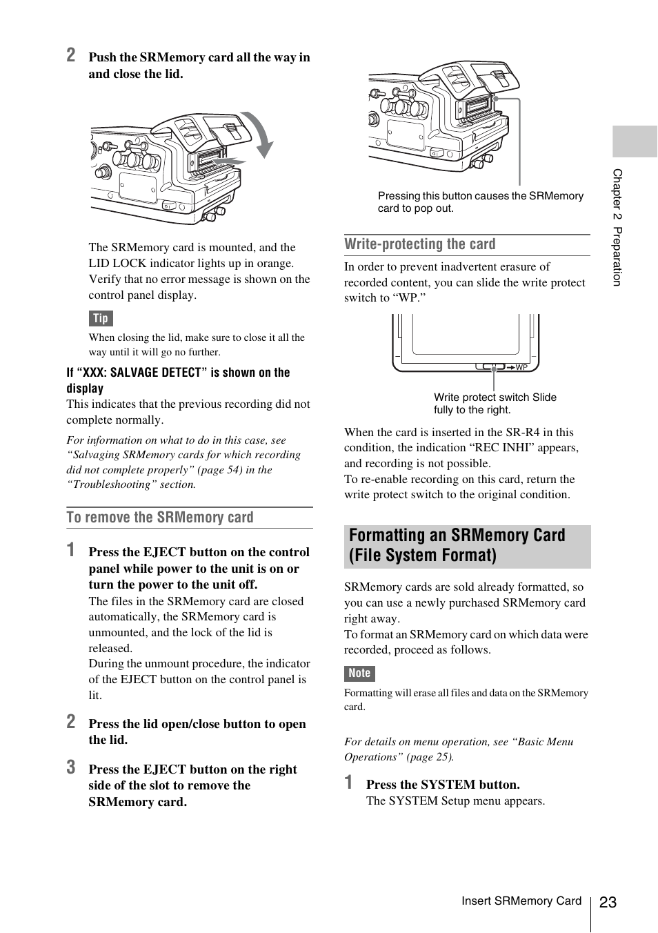 Formatting an srmemory card (file system format), Formatting an srmemory card, File system format) | Sony VCT-SGR1 Shooting Grip User Manual | Page 23 / 61