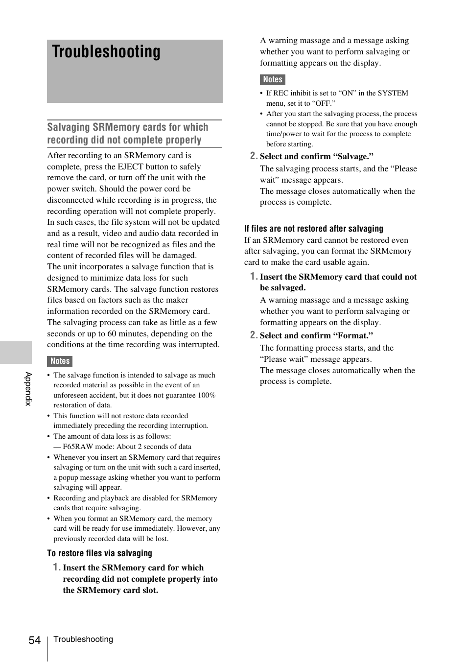 Troubleshooting | Sony VCT-SGR1 Shooting Grip User Manual | Page 54 / 61